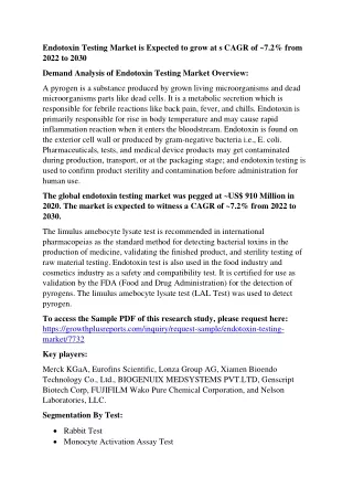 endotoxin testing market is expected to grow