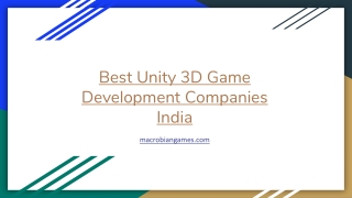 Best Unity 3D Game Development Companies India