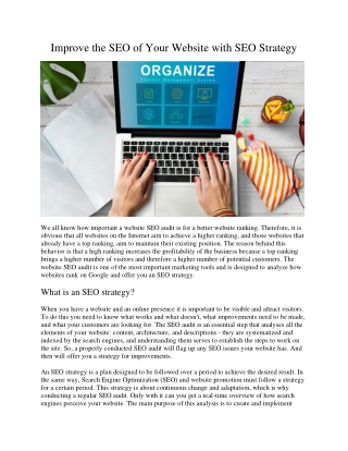 improve the seo of your website with seo strategy