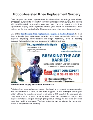 Robot-Assisted Knee Replacement Surgery