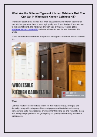 What are the different types of kitchen cabinets that you can get in wholesale kitchen cabinets NJ