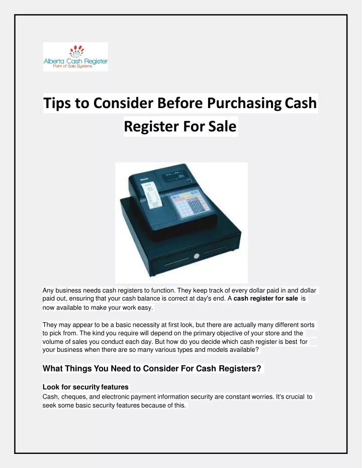 tips to consider before purchasing cash