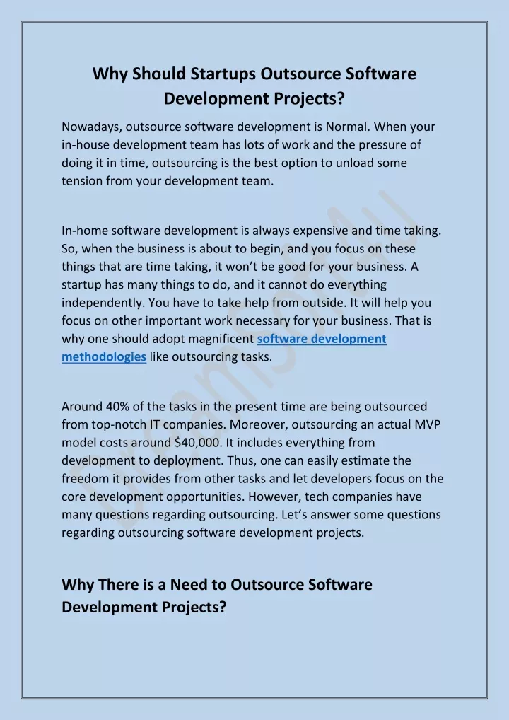 Ppt Why Should Startups Outsource Software Development Projects Powerpoint Presentation Id 0569