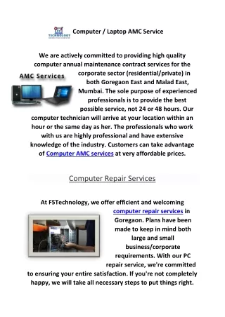 computer laptop amc service