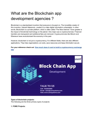 what are the blockchain app development agencies