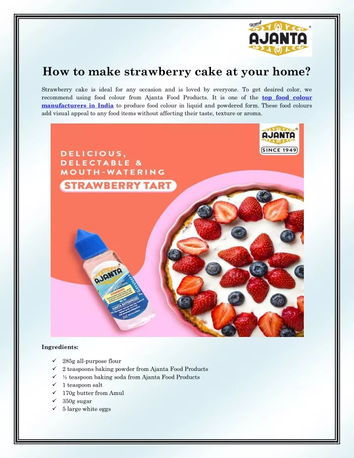 how to make strawberry cake at your home