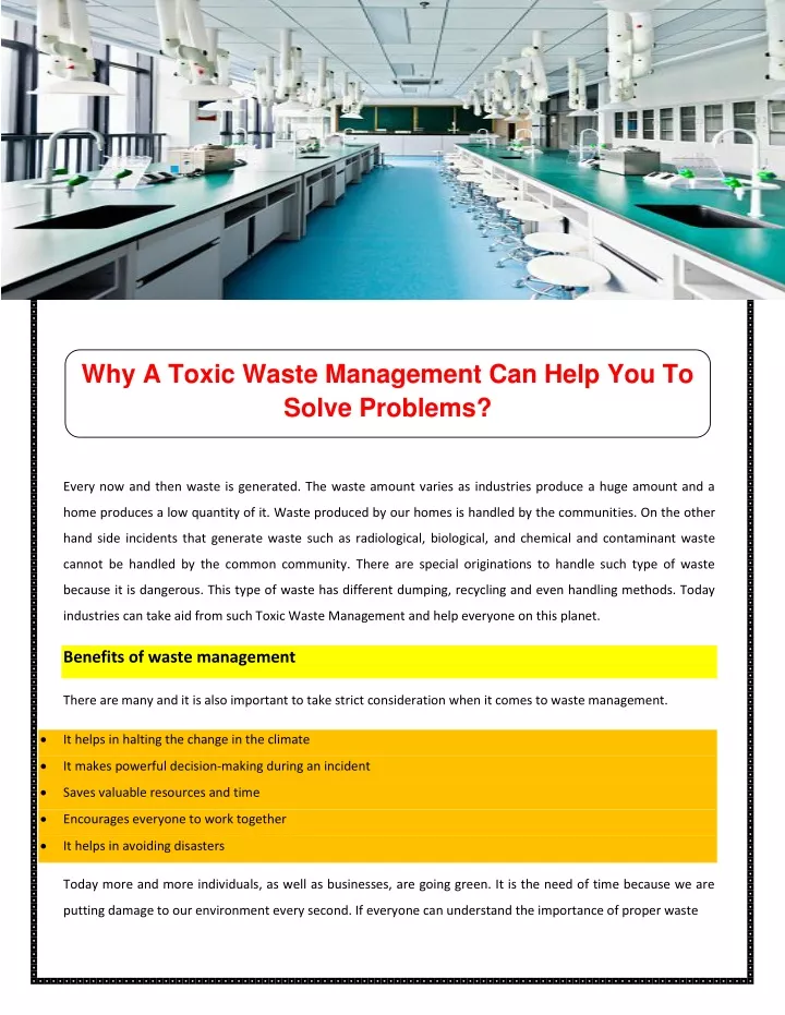 why a toxic waste management can help