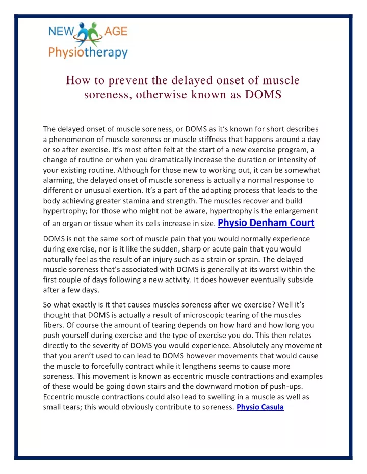 how to prevent the delayed onset of muscle