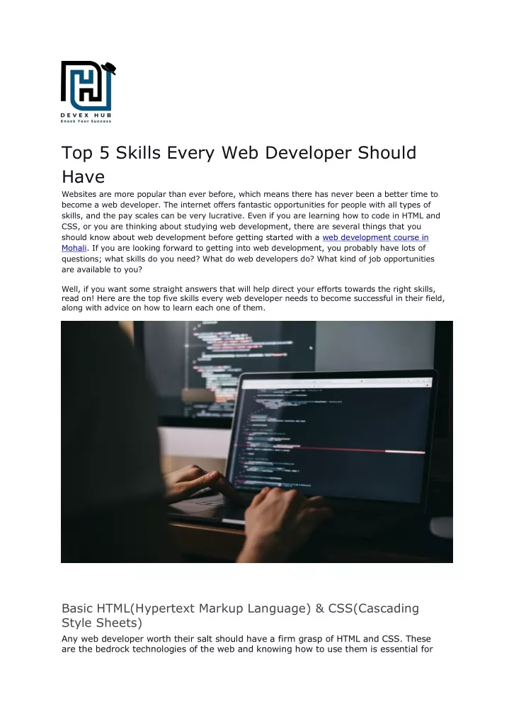 top 5 skills every web developer should have