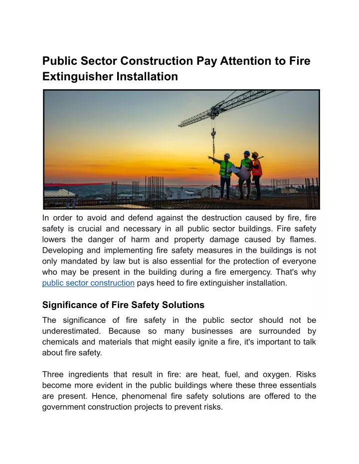 public sector construction pay attention to fire