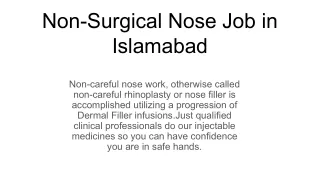 Non-Surgical Nose Job in Islamabad