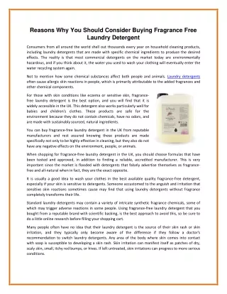 Reasons Why You Should Consider Buying Fragrance Free Laundry Detergent