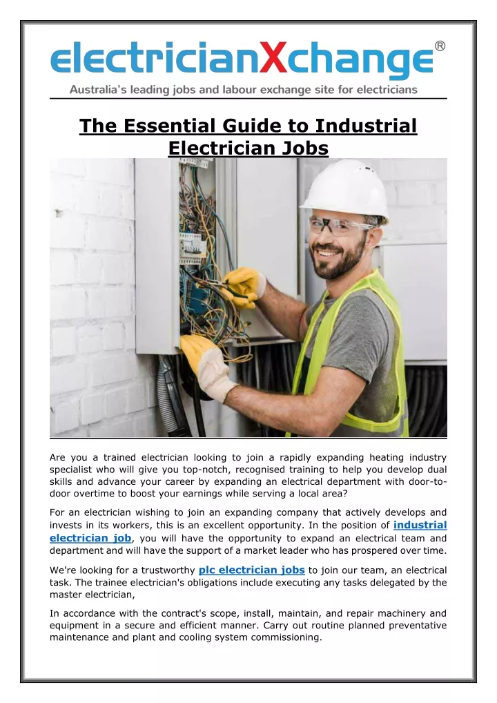 the essential guide to industrial electrician jobs