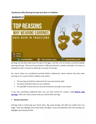 Top Reasons Why Wearing Earrings Have Been In Traditions