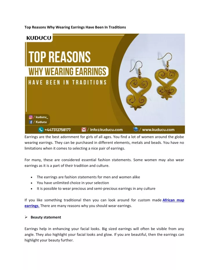 top reasons why wearing earrings have been