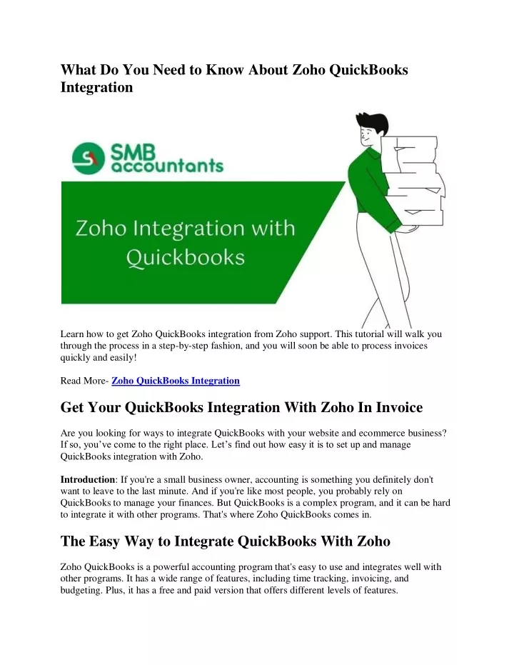 what do you need to know about zoho quickbooks