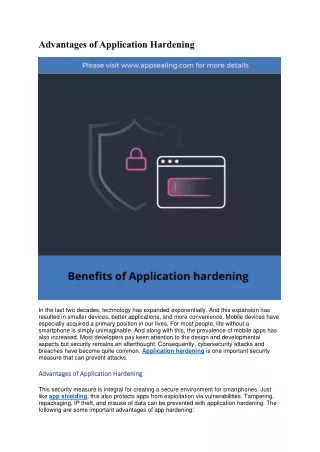 Advantages of Application Hardening