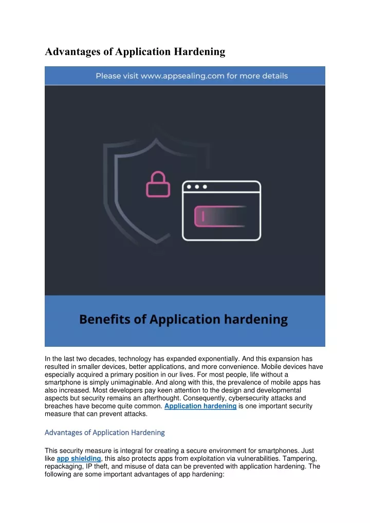 advantages of application hardening