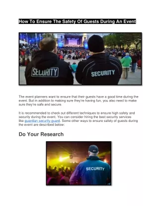 How To Ensure The Safety Of Guests During An Event