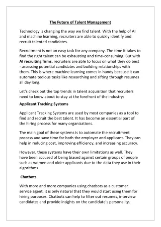 The Future of Talent Management