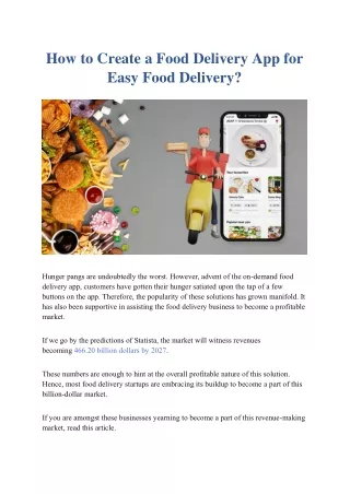 how to create a food delivery app for easy food