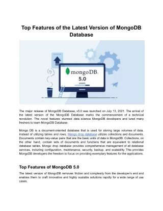 Top Features of the Latest Version of MongoDB Database