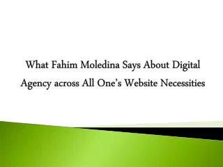 What Fahim Moledina Says About Digital Agency across All One’s Website Necessities