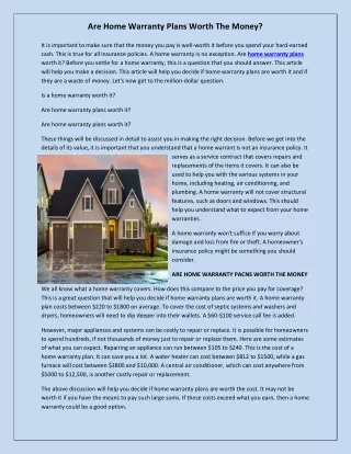 Are Home Warranty Plans Worth The Money.docx