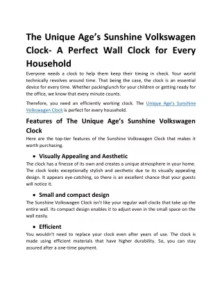 the unique age s sunshine volkswagen clock