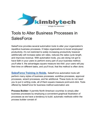 Tools to Alter Business Processes in SalesForce