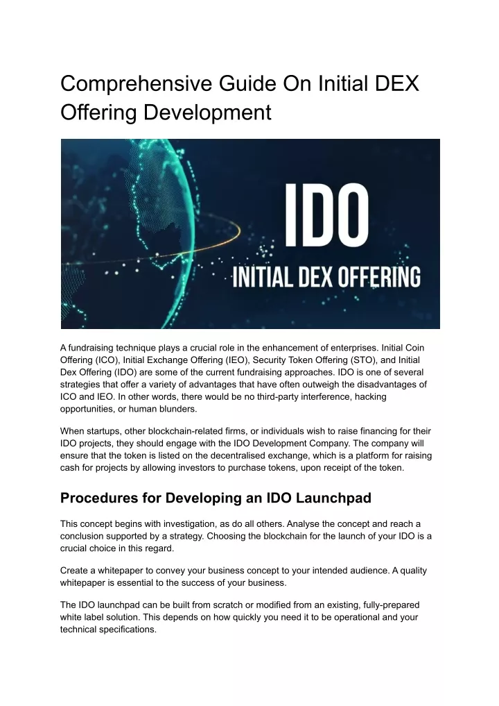 comprehensive guide on initial dex offering