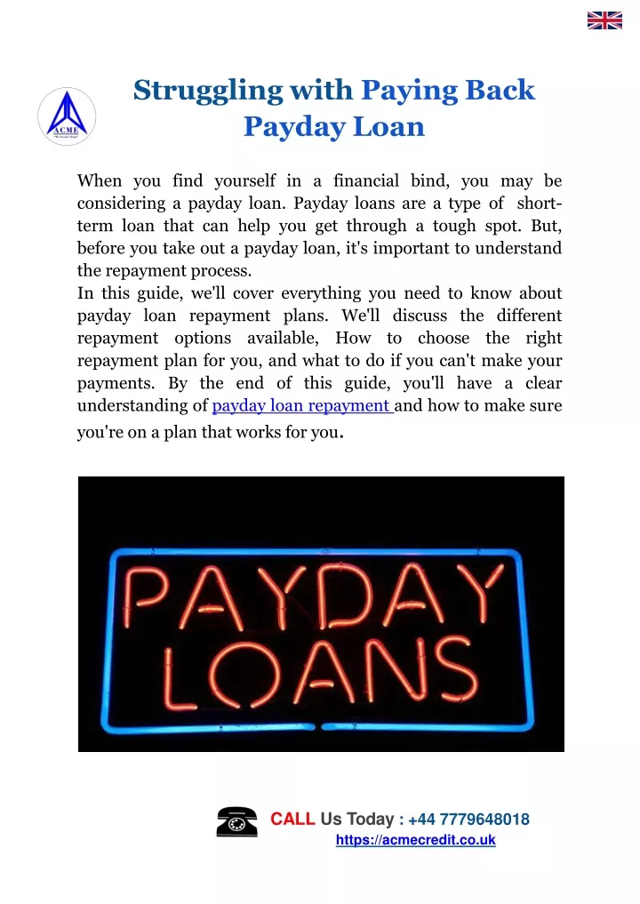 struggling with paying back payday loan