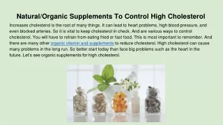 natural organic supplements to control high