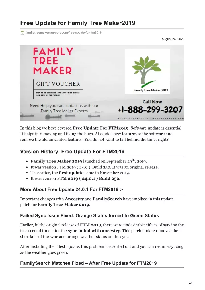 free update for family tree maker2019