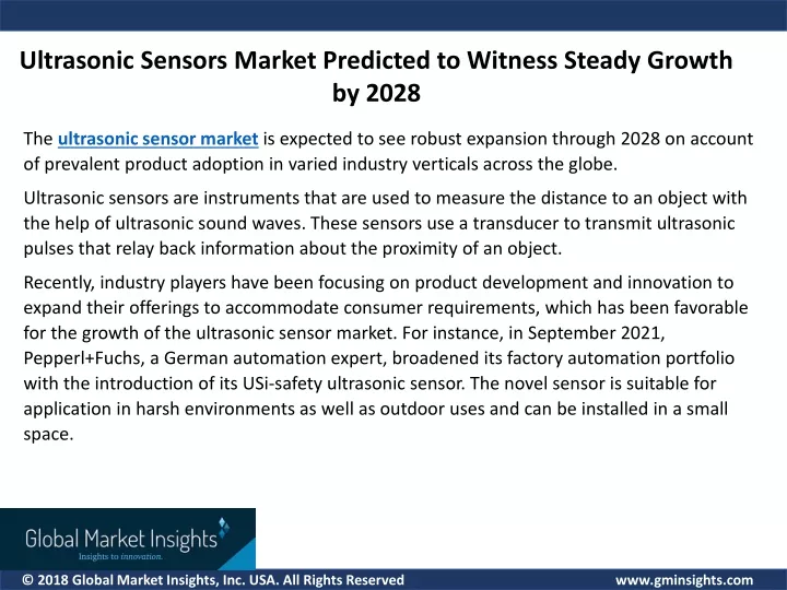 ultrasonic sensors market predicted to witness