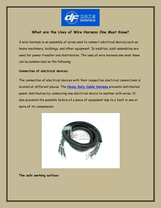 What are the Uses of Wire Harness One Must Know?