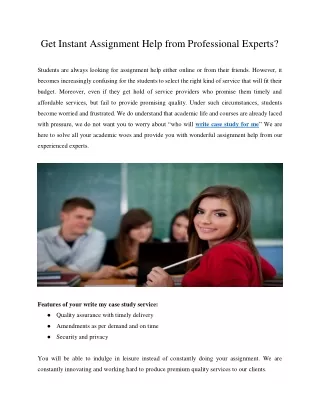 Get Instant Assignment Help from Professional Experts?