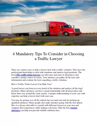 4 Mandatory Tips To Consider in Choosing a Traffic Lawyer