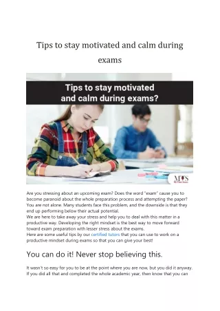 Tips to stay motivated and calm during exams