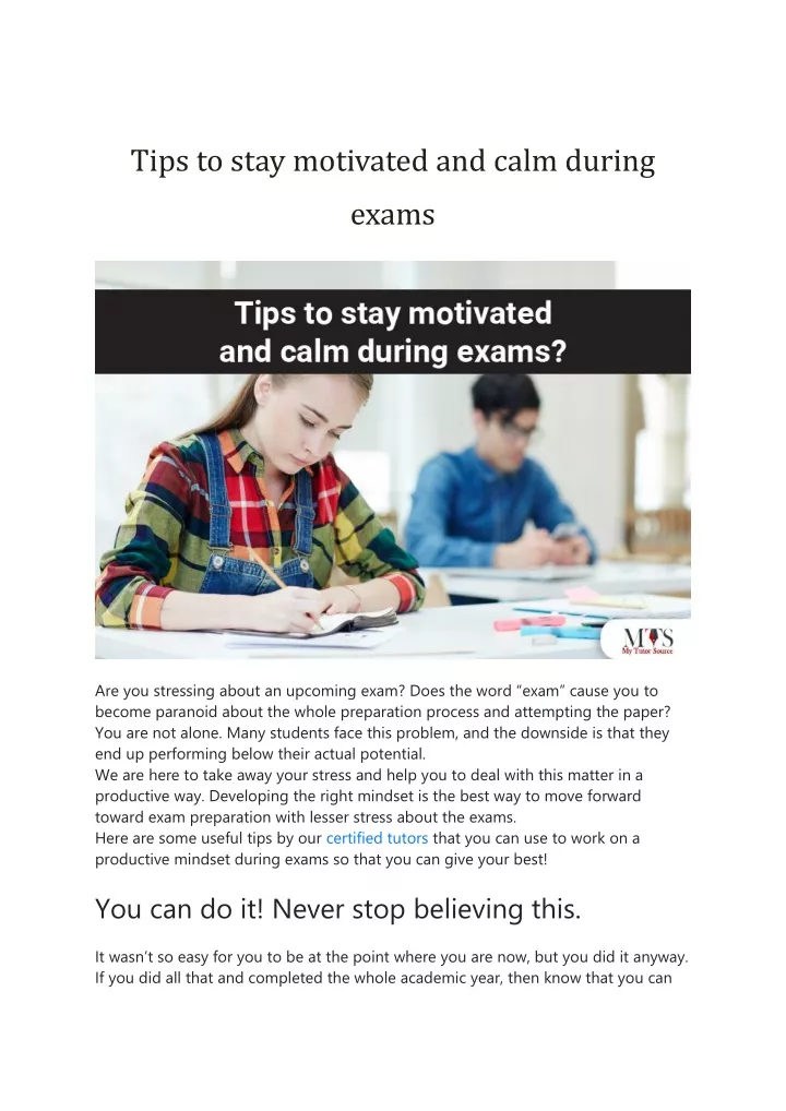 tips to stay motivated and calm during