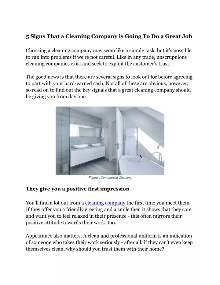 5 signs that a cleaning company is going
