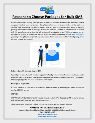 reasons to choose packages for bulk sms