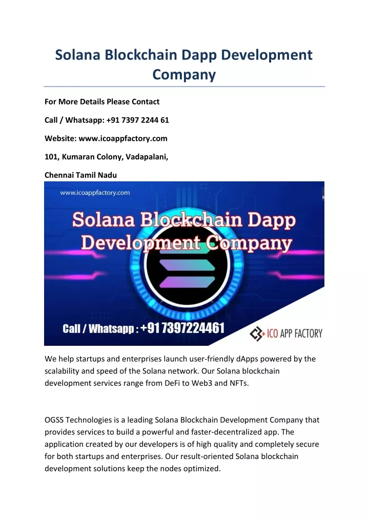 solana blockchain dapp development company