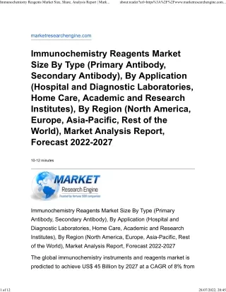 Immunochemistry Reagents Market