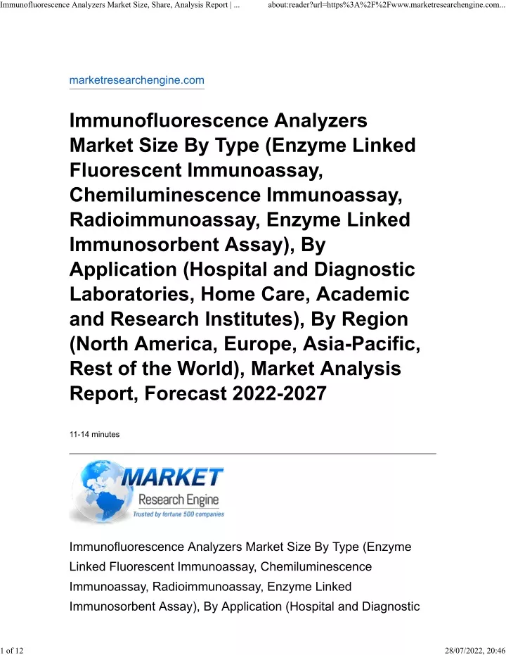 immunofluorescence analyzers market size share