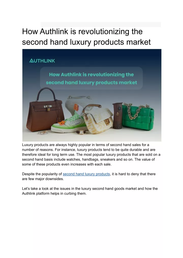 how authlink is revolutionizing the second hand