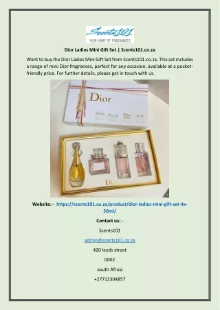 Dior Ladies Mini Gift Set  Scents101.co.za