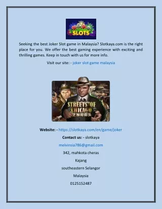 Joker Slot Game Malaysia  Slotkaya.com