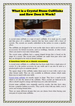 what is a crystal stone cufflinks what