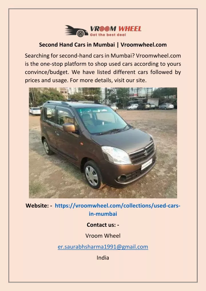 second hand cars in mumbai vroomwheel com